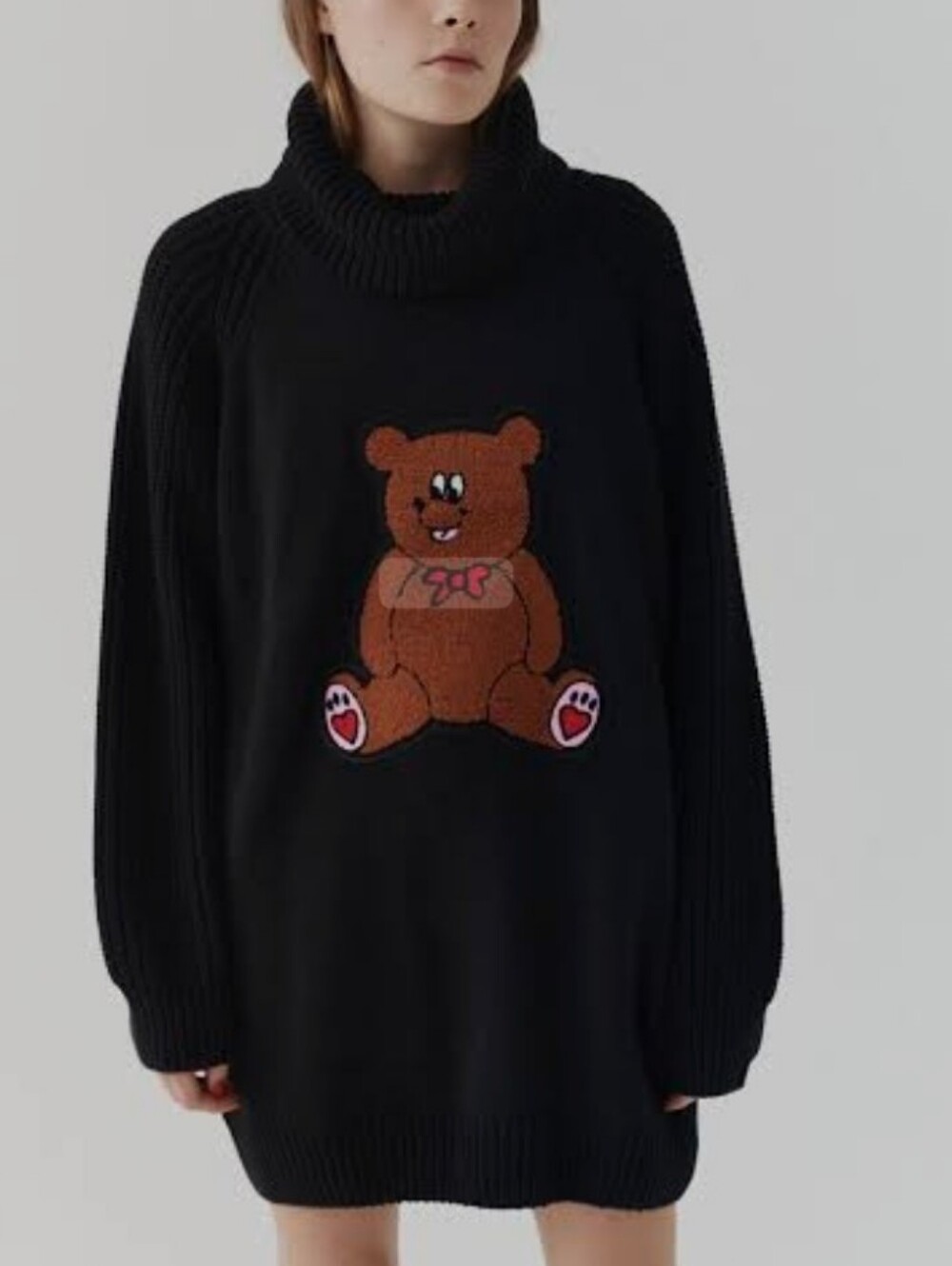 Lazy Oaf Black Teddy Bear Knit Sweater Dress Size.M